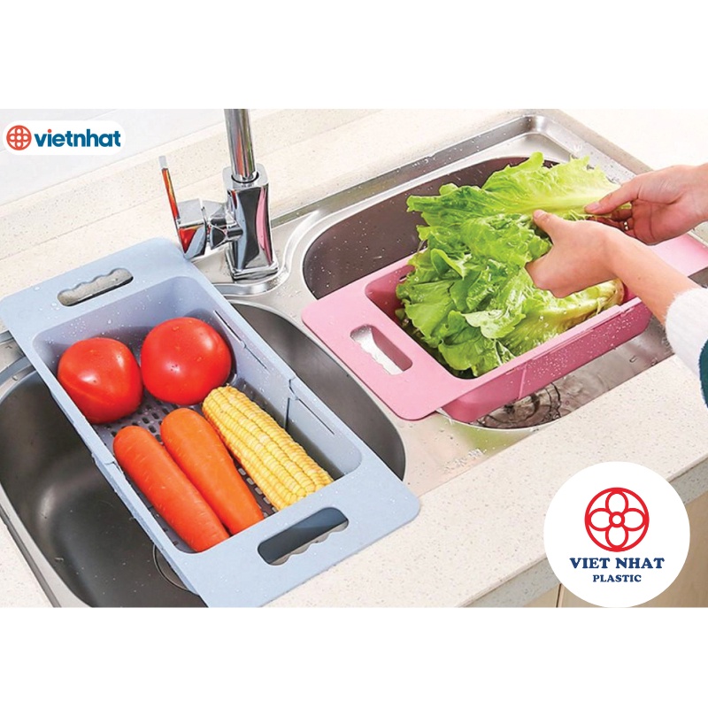 Khay, rổ gác bồn rửa chén Việt Nhật (5613) điều chỉnh được kích thước tiện lợi - Việt Nhật Plastic HN