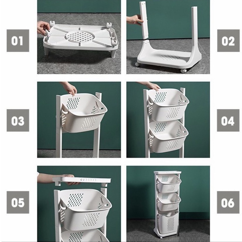 Kệ đựng đồ đa năng 3 tầng có bánh xe Việt Nhật (5567) - Việt Nhật Plastic HN