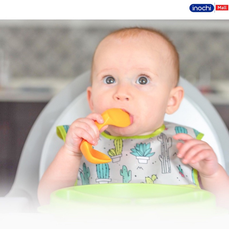 Thìa ăn dặm muỗng cho bé tập xúc tự ăn thông minh bằng nhựa Loại Cong Amori INOCHI thiết kế nhật bản