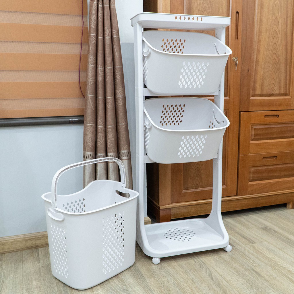 Kệ đựng đồ đa năng 3 tầng có bánh xe Việt Nhật (5567) - Việt Nhật Plastic HN
