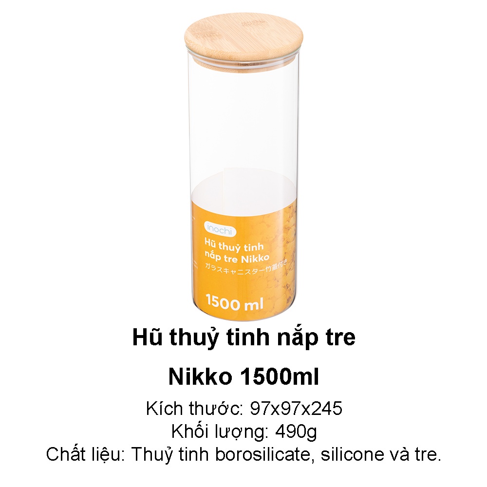 Hũ thủy tinh nắp tre đựng thực phẩm Nikko Inochi