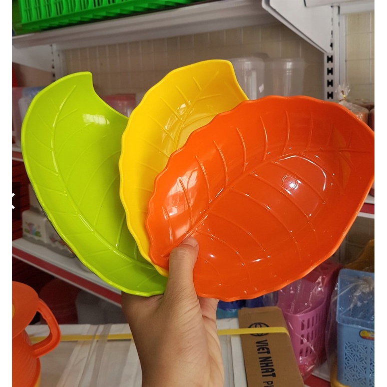 Đĩa nhựa hình lá 2 size to nhỏ đựng hoa quả, bánh kẹo, đồ ăn Việt Nhật (1241-1242) - Việt Nhật Plastic HN