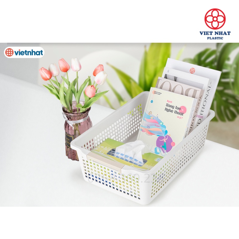 Khay A4, B5, rổ nhựa chữ nhật có quai cầm, khay văn phòng bằng nhựa - Việt Nhật Plastic HN