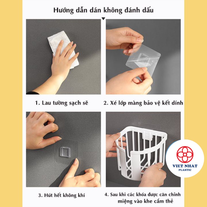 Giỏ đựng giấy vệ sinh dán tường tiện ích 3380 Việt Nhật (ĐÃ KÈM 1 MIẾNG DÁN TƯỜNG) - Việt Nhật Plastic HN