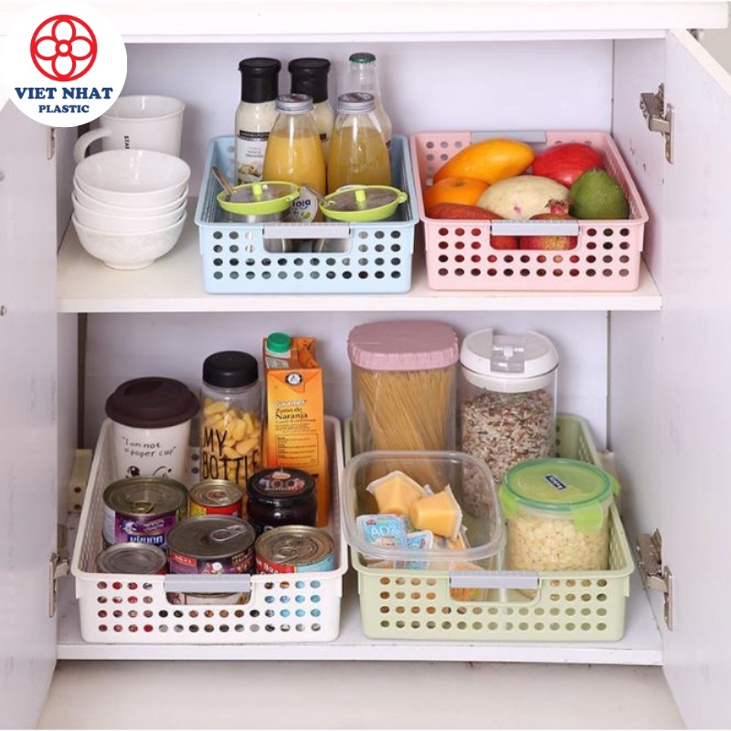 Khay nhựa chữ nhật, rổ nhựa Việt Nhật đa năng đựng tài liệu, đồ dùng văn phòng - Việt Nhật Plastic HN