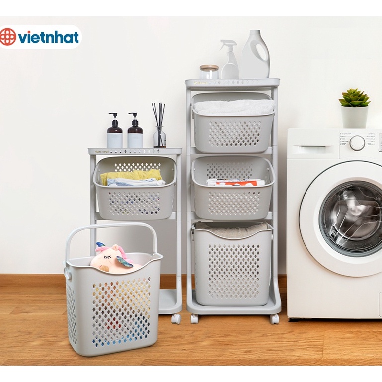 Kệ đựng đồ đa năng 3 tầng có bánh xe Việt Nhật (5567) - Việt Nhật Plastic HN