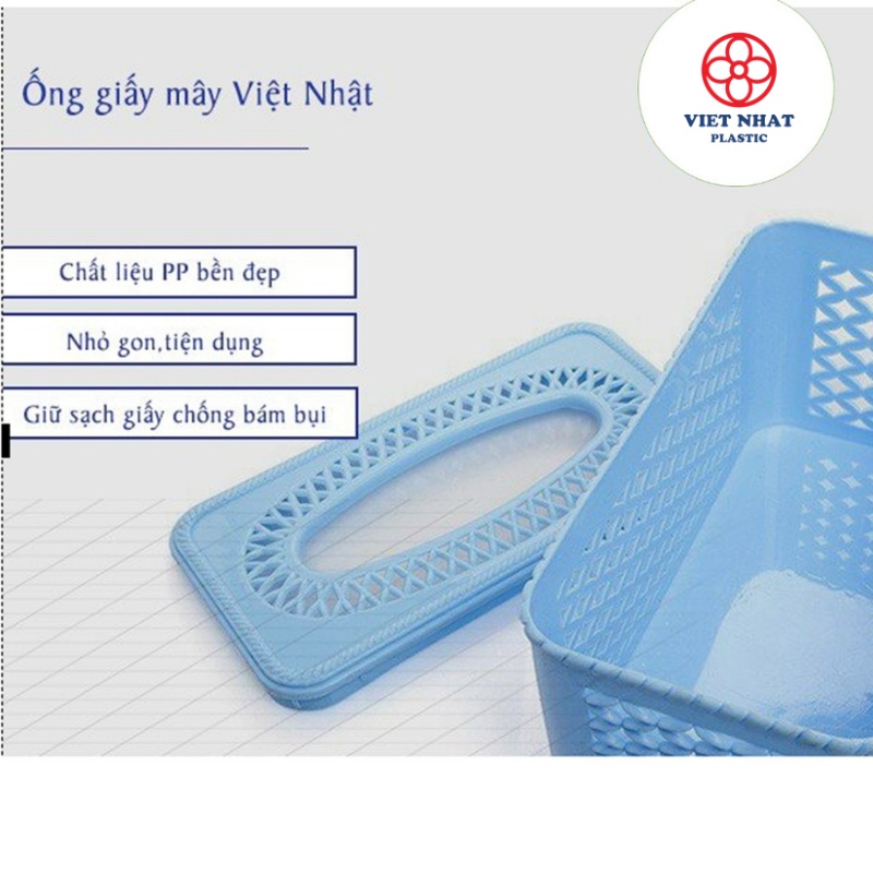 Hộp đựng giấy ăn, khăn giấy giả mây chữ nhật nhựa Việt Nhật tiện lợi (2734) - Việt Nhật Plastic HN