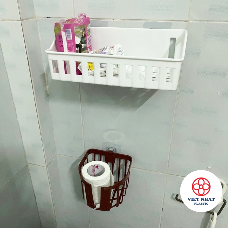 Giỏ đựng giấy vệ sinh dán tường tiện ích 3380 Việt Nhật (ĐÃ KÈM 1 MIẾNG DÁN TƯỜNG) - Việt Nhật Plastic HN