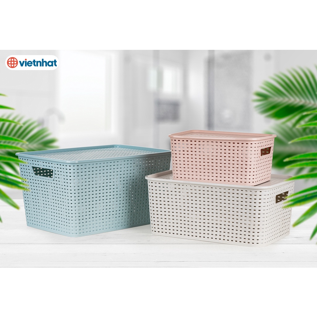 Rổ nhựa có nắp đựng đồ đa năng 3386 - Việt Nhật Plastic HN