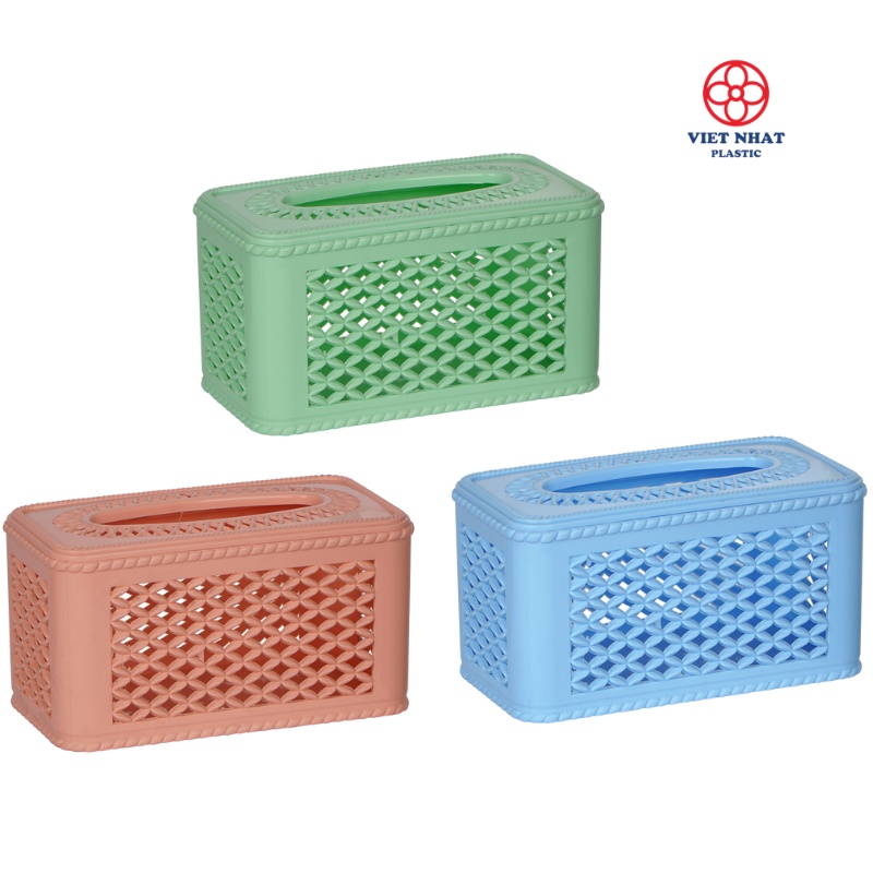 Hộp đựng giấy ăn, khăn giấy giả mây chữ nhật nhựa Việt Nhật tiện lợi (2734) - Việt Nhật Plastic HN