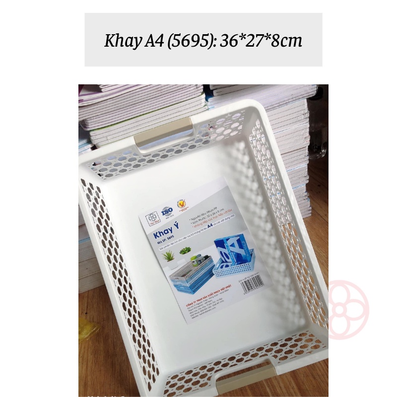 Khay nhựa chữ nhật, rổ nhựa Việt Nhật đa năng đựng tài liệu, đồ dùng văn phòng - Việt Nhật Plastic HN