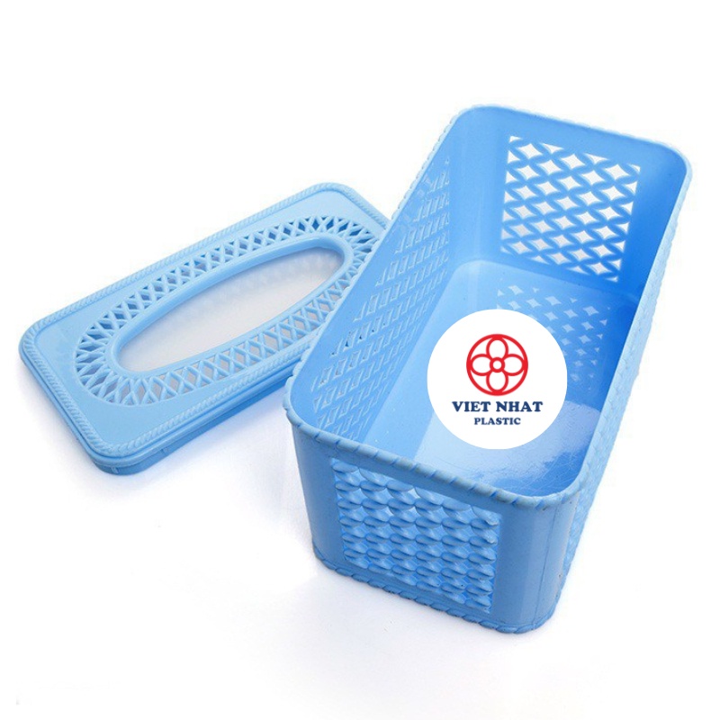 Hộp đựng giấy ăn, khăn giấy giả mây chữ nhật nhựa Việt Nhật tiện lợi (2734) - Việt Nhật Plastic HN