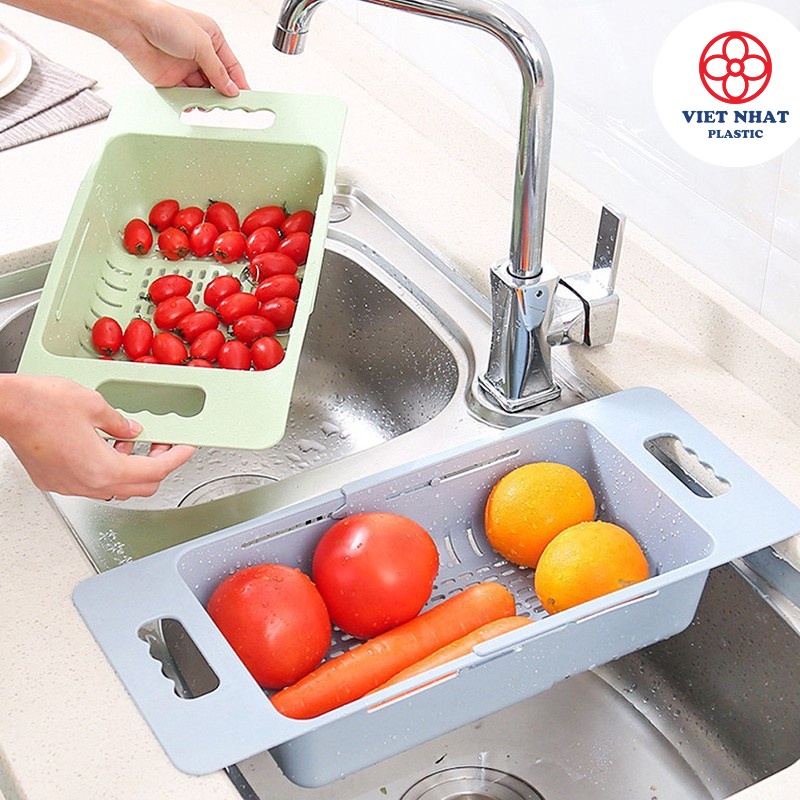 Khay, rổ gác bồn rửa chén Việt Nhật (5613) điều chỉnh được kích thước tiện lợi - Việt Nhật Plastic HN