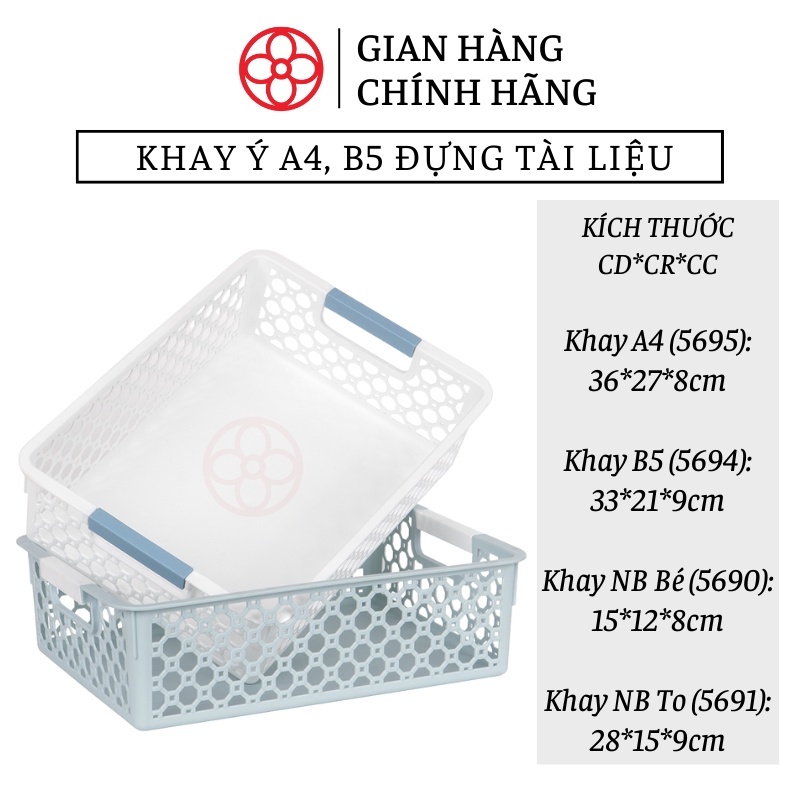 Khay A4, B5, rổ nhựa chữ nhật có quai cầm, khay văn phòng bằng nhựa - Việt Nhật Plastic HN