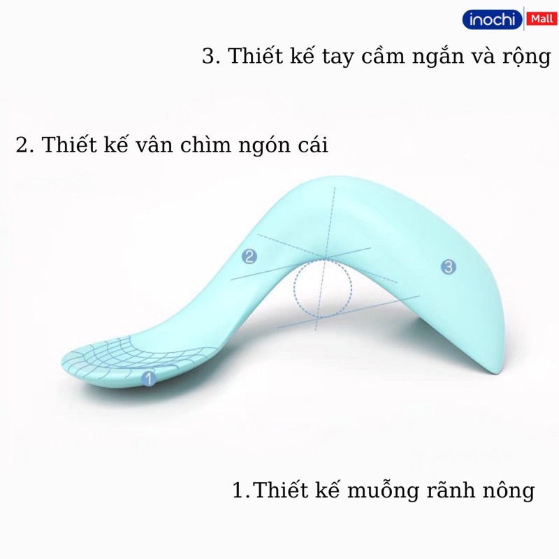 Thìa ăn dặm muỗng cho bé tập xúc tự ăn thông minh bằng nhựa Loại Cong Amori INOCHI thiết kế nhật bản