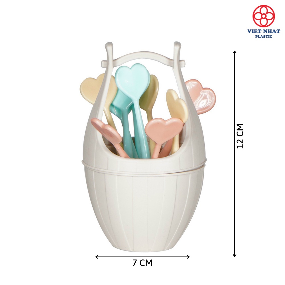 (Việt Nhật) Bộ 10 dĩa xiên hoa quả kèm lọ đựng 3399