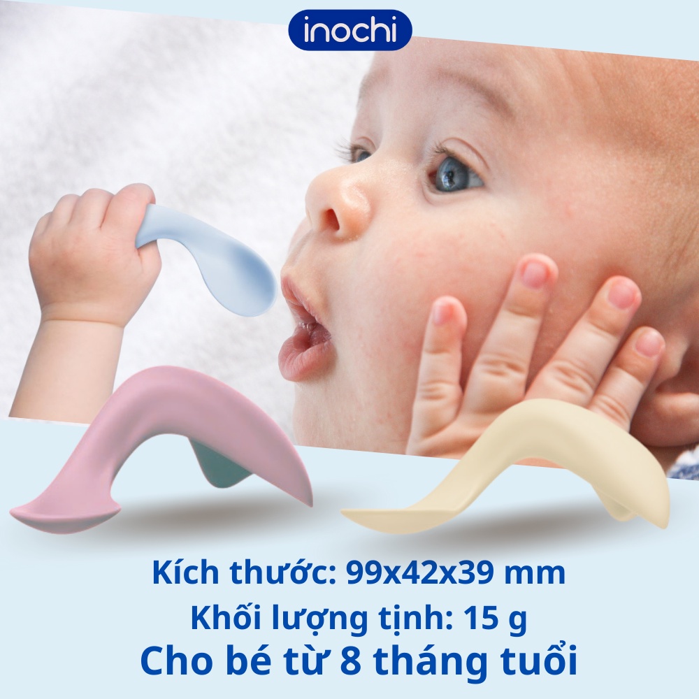 Thìa ăn dặm muỗng cho bé tập xúc tự ăn thông minh bằng nhựa Loại Cong Amori INOCHI thiết kế nhật bản