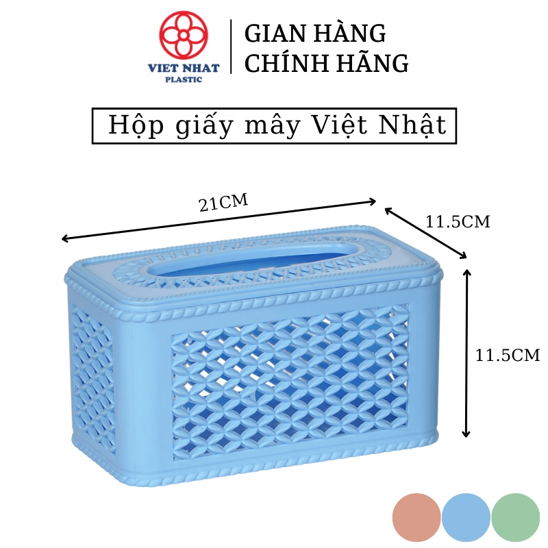Hộp đựng giấy ăn, khăn giấy giả mây chữ nhật nhựa Việt Nhật tiện lợi (2734) - Việt Nhật Plastic HN