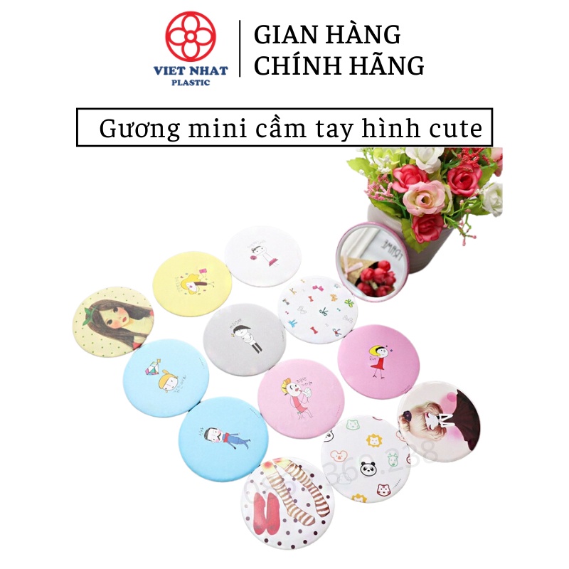 Gương trang điểm mini bỏ túi dáng tròn họa tiết hoạt hình dễ thương (Hình ngẫu nhiên) - Việt Nhật Plastic HN