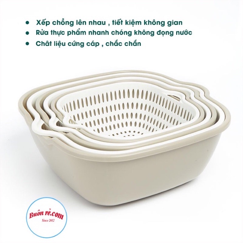 Bộ rổ nhựa vuông cao cấp kèm chậu cao cấp Hokori - Việt Nhật Plastic HN