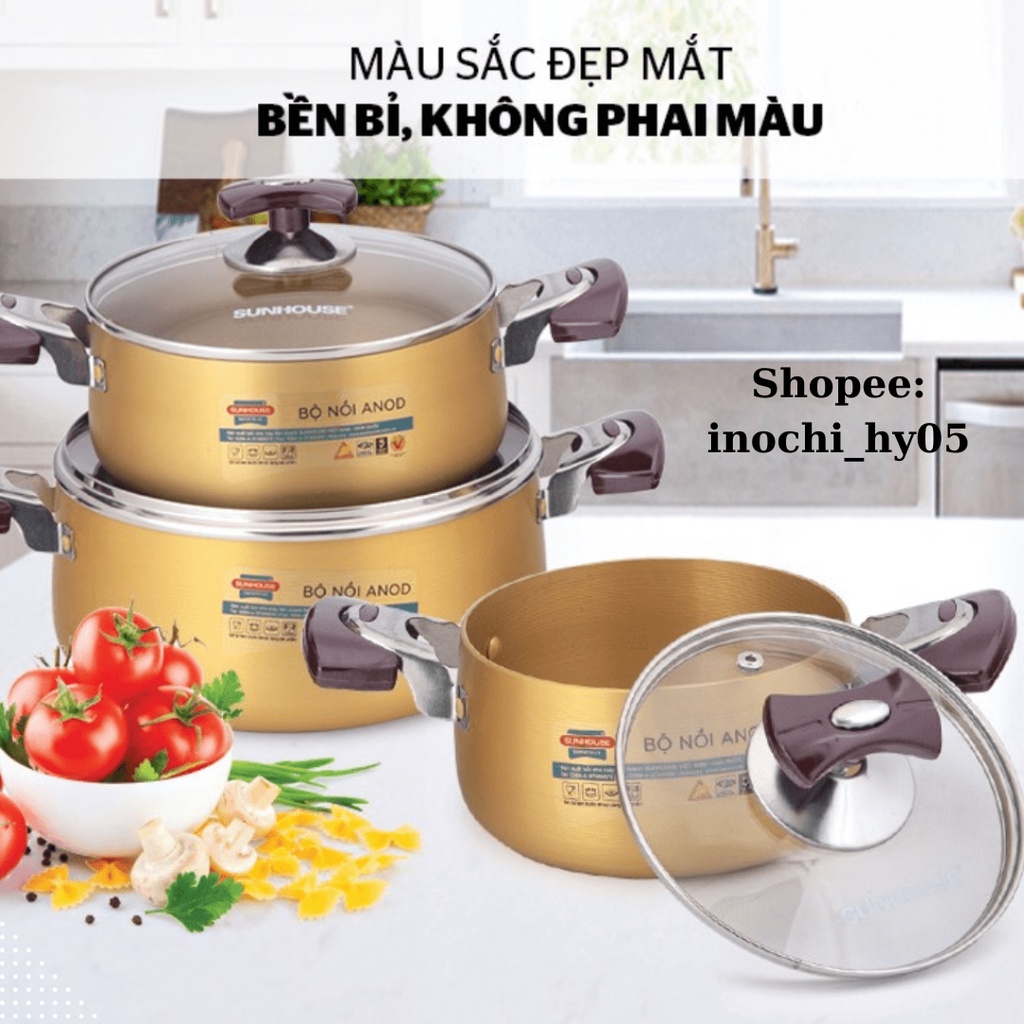 Bộ Nồi Nhôm Anod Sunhouse Cao Cấp