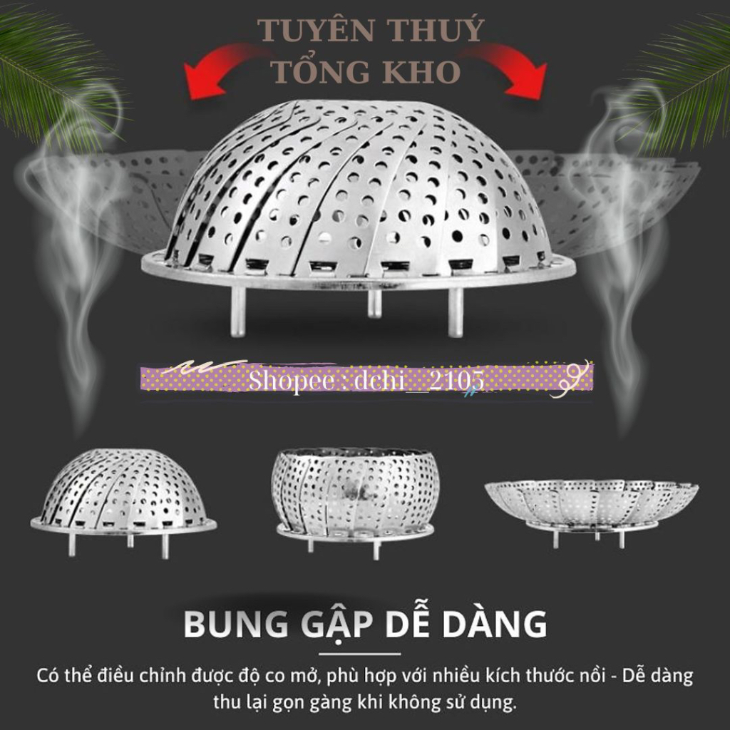 Vỉ hấp đa năng bung gập dễ dàng đồ hấp xôi, hấp bánh bao, đồ ăn cho bé