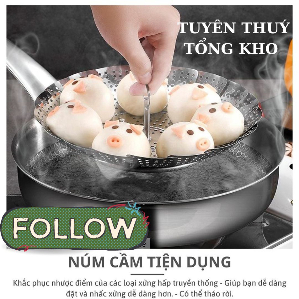 Vỉ hấp đa năng bung gập dễ dàng đồ hấp xôi, hấp bánh bao, đồ ăn cho bé