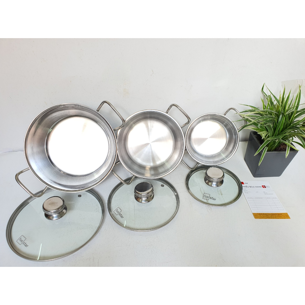 Bộ Nồi 3 Đáy Fivestar Chất Liệu Inox Bền Đẹp, Dễ Vệ Sinh Dùng Được Trên Bếp Gas, Bếp Hồng Ngoại Và Bếp Từ