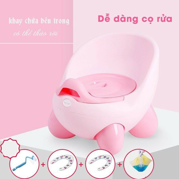 Bô Gấu Vệ Sinh Cho Bé Hokori Dạng Ghế Ngồi Nhựa Có Tựa Lưng Hình Gấu - Bô Trẻ Em Nhựa Cao Cấp