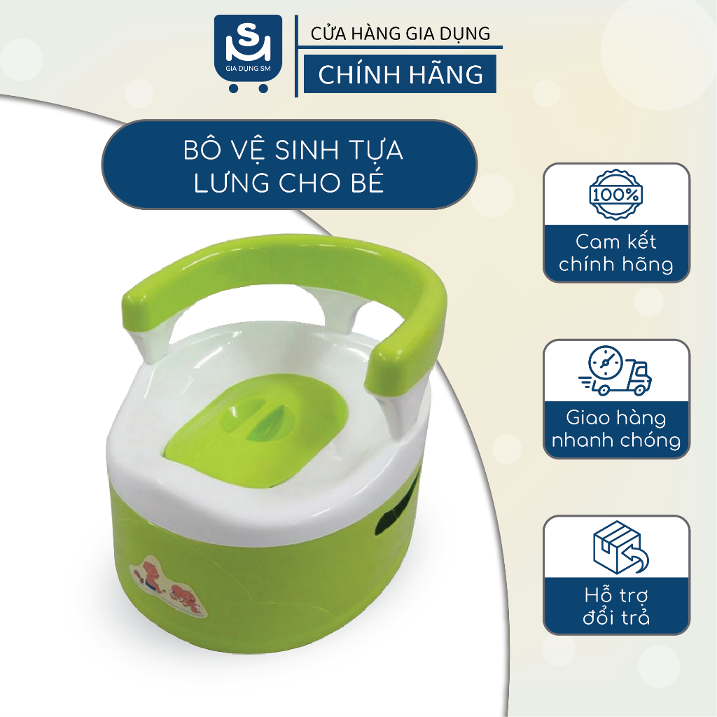 Bô Ngai - Bô Vệ Sinh Cho Bé Có Ngai Tựa Lưng Nhựa Cao Cấp Việt Nhật - Dụng Cụ Vệ Sinh Tiện Lợi Cho Bé