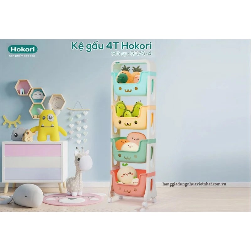 Kệ Để Đồ Hokori Đa Năng, Kệ Gấu 4 Tầng Đựng Đồ Đa Năng Có Bánh Xe Di Chuyển Dễ Dàng