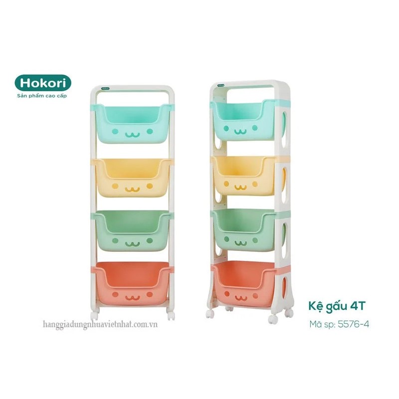 Kệ Để Đồ Hokori Đa Năng, Kệ Gấu 4 Tầng Đựng Đồ Đa Năng Có Bánh Xe Di Chuyển Dễ Dàng