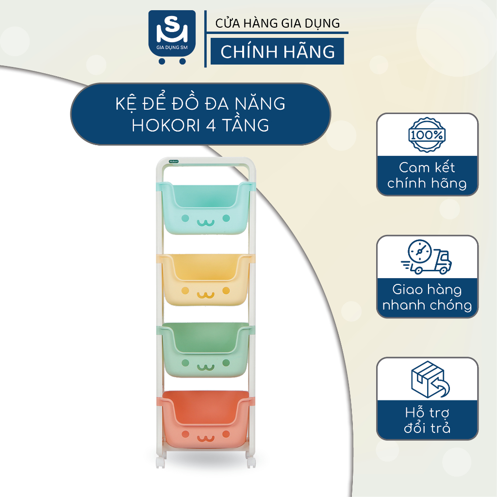 Kệ Để Đồ Hokori Đa Năng, Kệ Gấu 4 Tầng Đựng Đồ Đa Năng Có Bánh Xe Di Chuyển Dễ Dàng