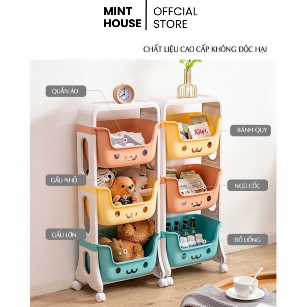 Kệ Để Đồ Hokori Đa Năng, Kệ Gấu 2 Tầng Chắc Chắn Đựng Đồ Có Bánh Xe Di Chuyển Dễ Dàng