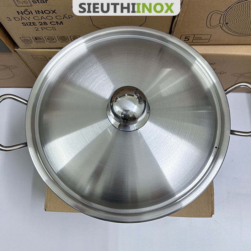 Nồi Luộc Gà Inox 430 Fivestar HT cook Size 32cm Nắp Inox 1 Đáy Dùng Được Mọi Loại Bếp