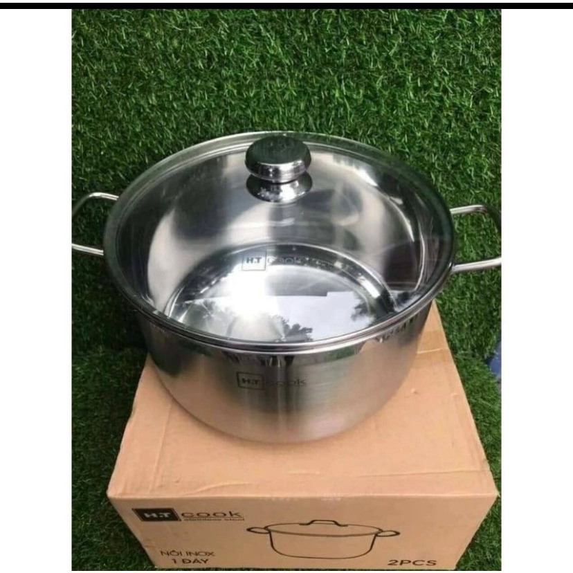 Nồi Luộc Gà Inox 430 Fivestar HT cook Size 32cm Nắp Inox 1 Đáy Dùng Được Mọi Loại Bếp