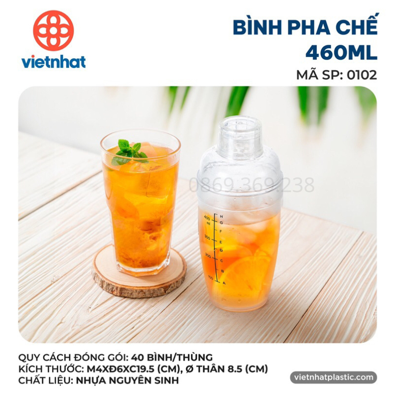 Bình Pha Chế, Bình Lắc Shaker Nhựa Chia Vạch Trong Suốt Việt Nhật Nhựa PC, Có Độ Bền Cao
