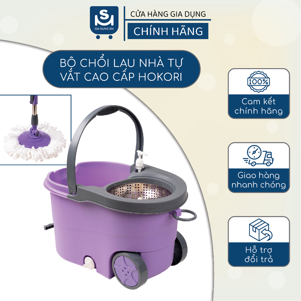 Bộ Chổi Lau Nhà Tự Vắt Cao Cấp Hokori, Bộ Lau Nhà Thông Minh Việt Nhật Cao Cấp Có Kèm Cây Lau Nhà Đa Năng