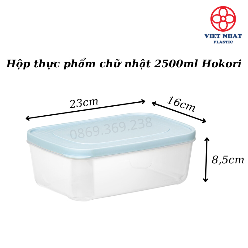 Bộ 3 Hộp Đựng Thực Phẩm Chữ Nhật Đựng Rau Củ Quả Tiện Lợi Việt Nhật 750ml-1500ml-2500ml
