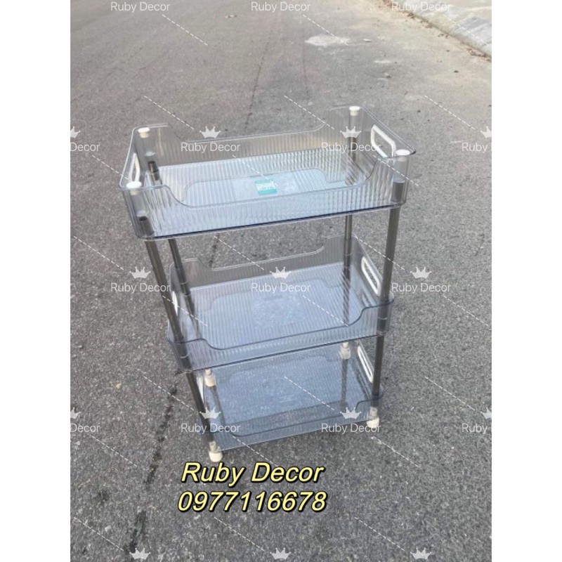 Kệ Chữ Nhật Trong Hokori Khung Inox 3 Tầng Nhựa Việt Nhật Cao Cấp Đựng Đồ Đa Năng - Sử Dụng Cho Văn Phòng, Vệ Sinh, Khác