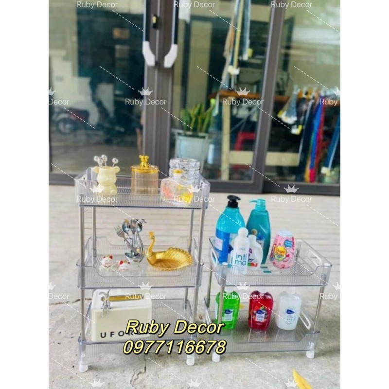 Kệ Chữ Nhật Trong Hokori Khung Inox 3 Tầng Nhựa Việt Nhật Cao Cấp Đựng Đồ Đa Năng - Sử Dụng Cho Văn Phòng, Vệ Sinh, Khác