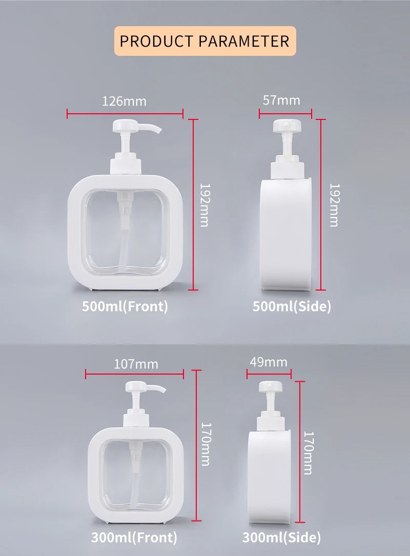 CHAI DẦU GỘI/SỮA TẮM DÁNG VUÔNG NHỰA PET ; DUNG TÍCH 300ML - 500ML