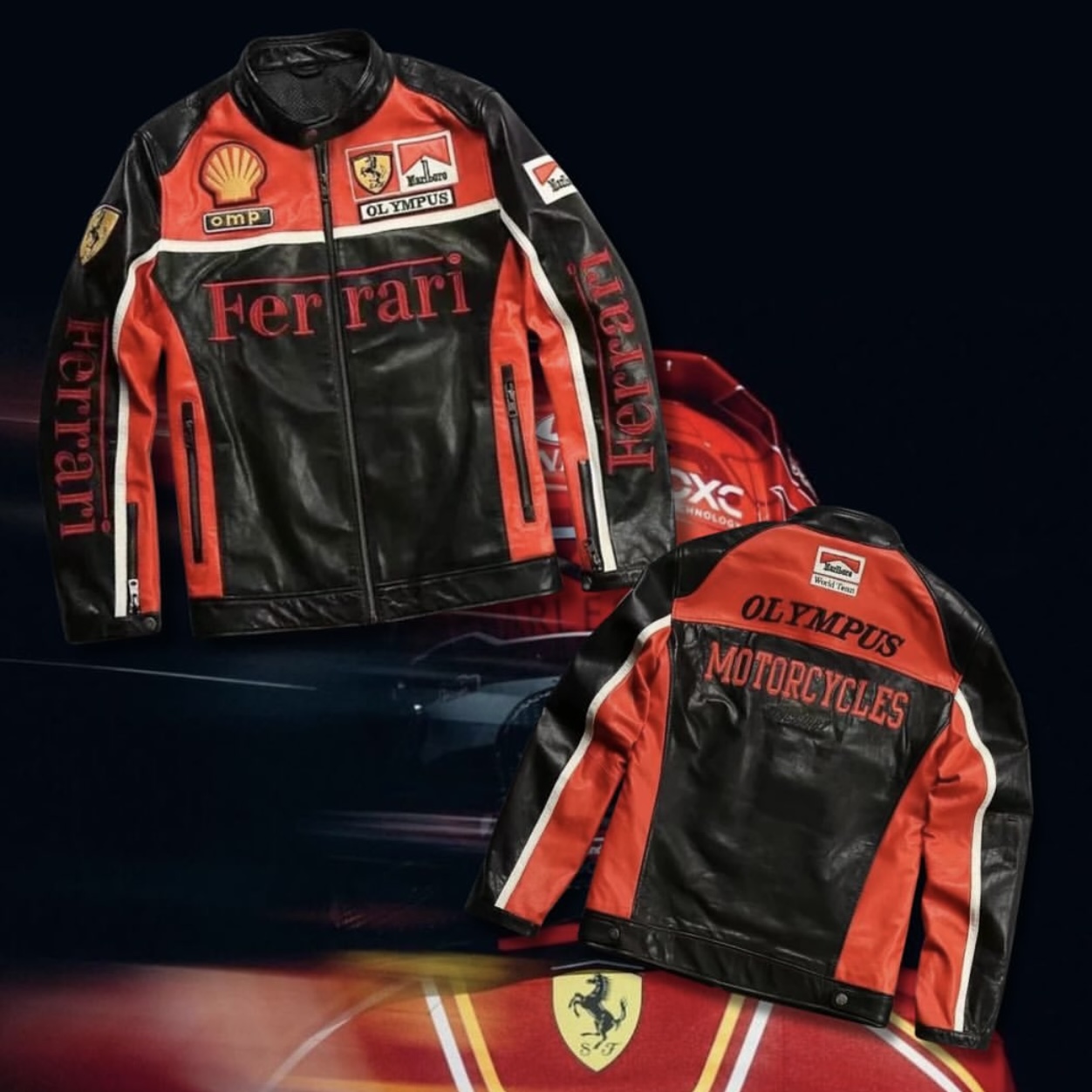 Red Omp Ferrari Red OMP Race Jacket Leather JUNJUN