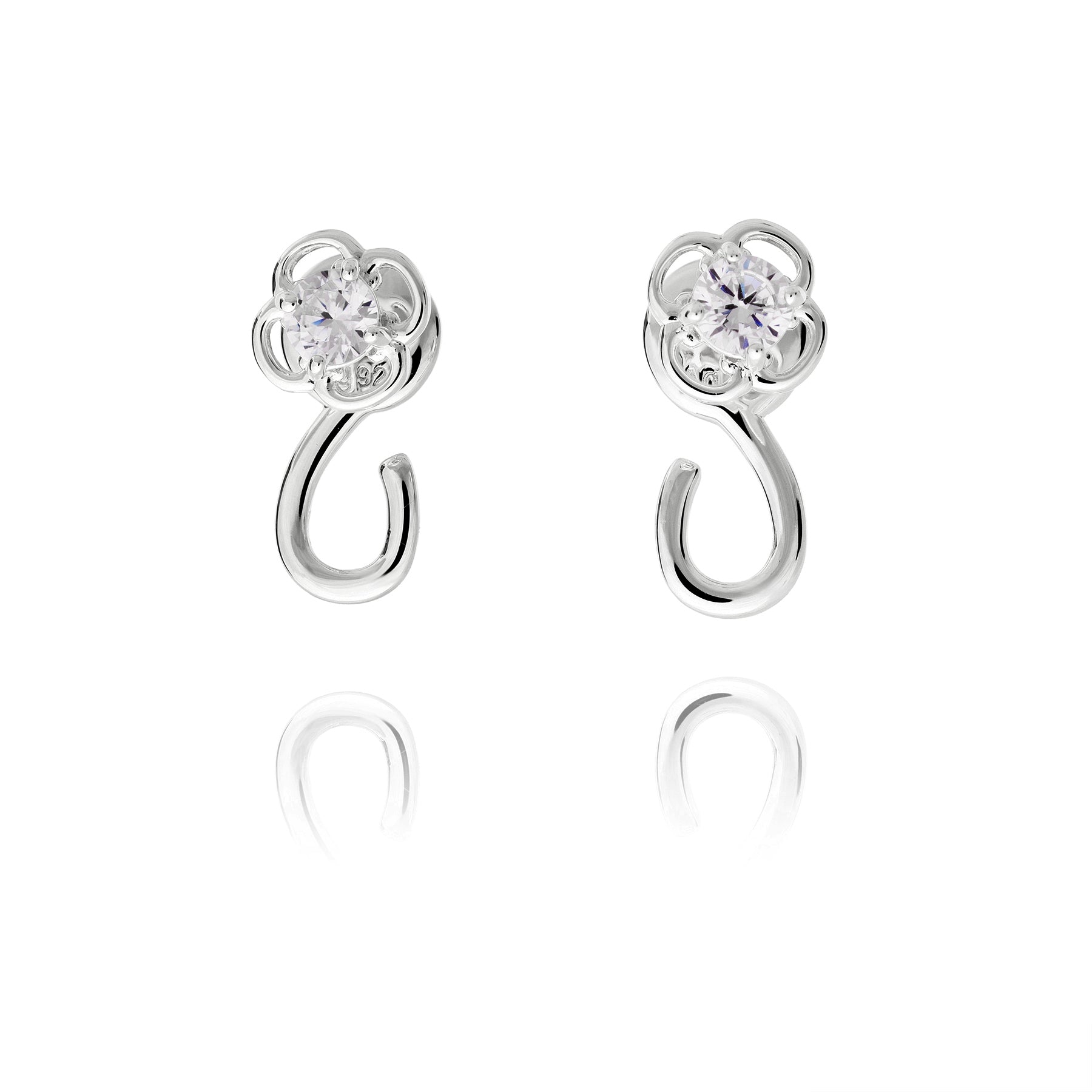 Khuyên tai móc charm - màu bạc (Ruyi Charm Hoop)