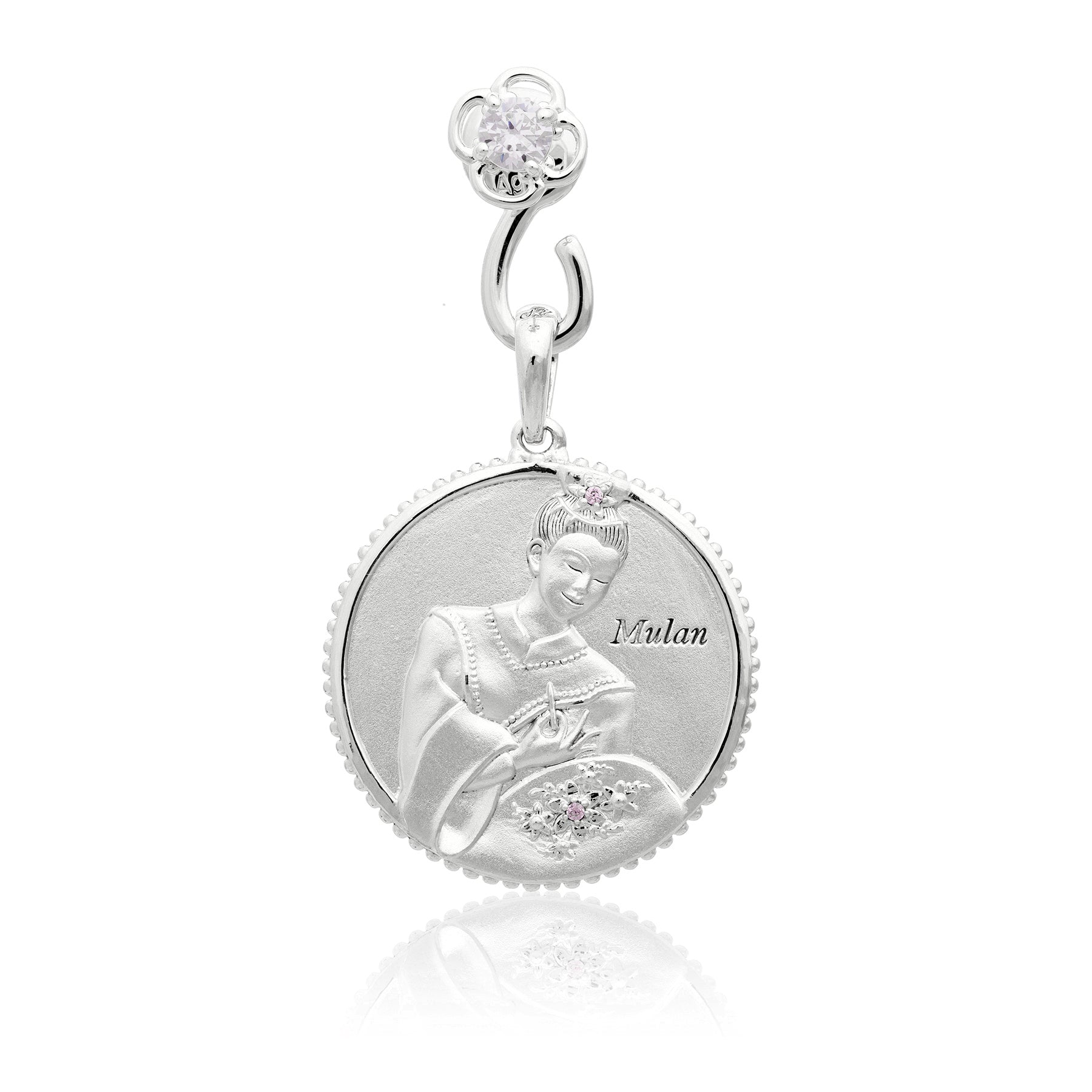 Khuyên tai móc charm - màu bạc (Ruyi Charm Hoop)