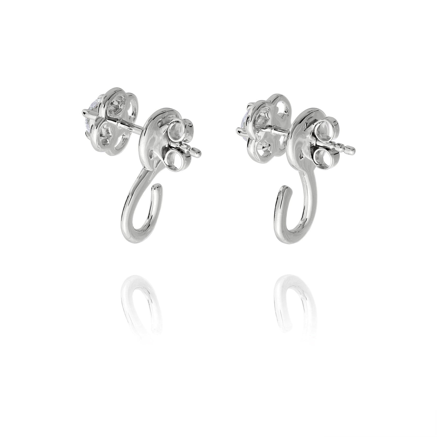 Khuyên tai móc charm - màu bạc (Ruyi Charm Hoop)