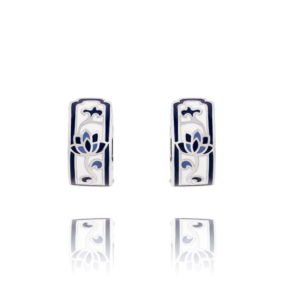 Khuyên tai Hoa Sen Xanh Trắng - Tròn