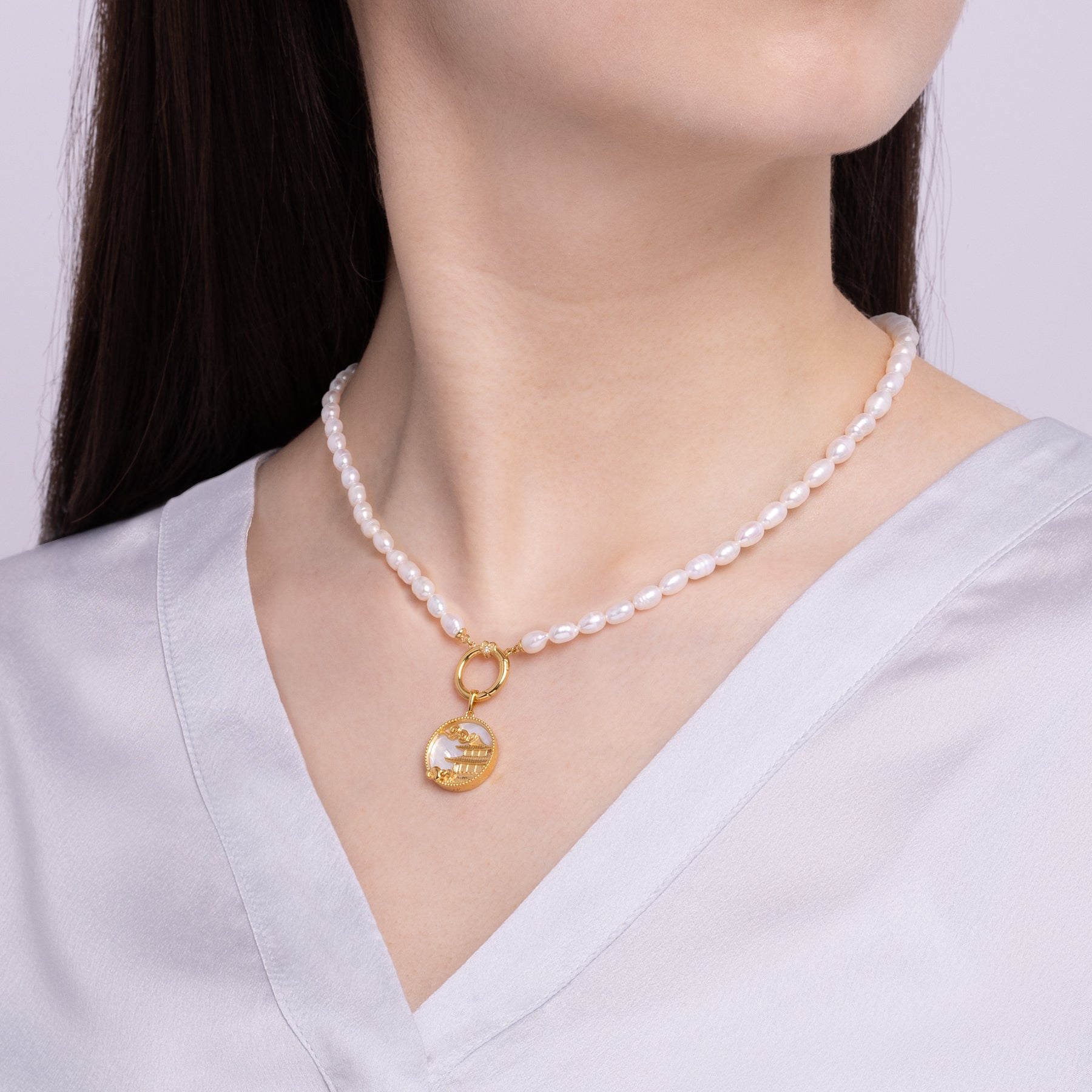 Dây chuyền ngọc trai - Màu vàng (Pearl Charm Clasp)