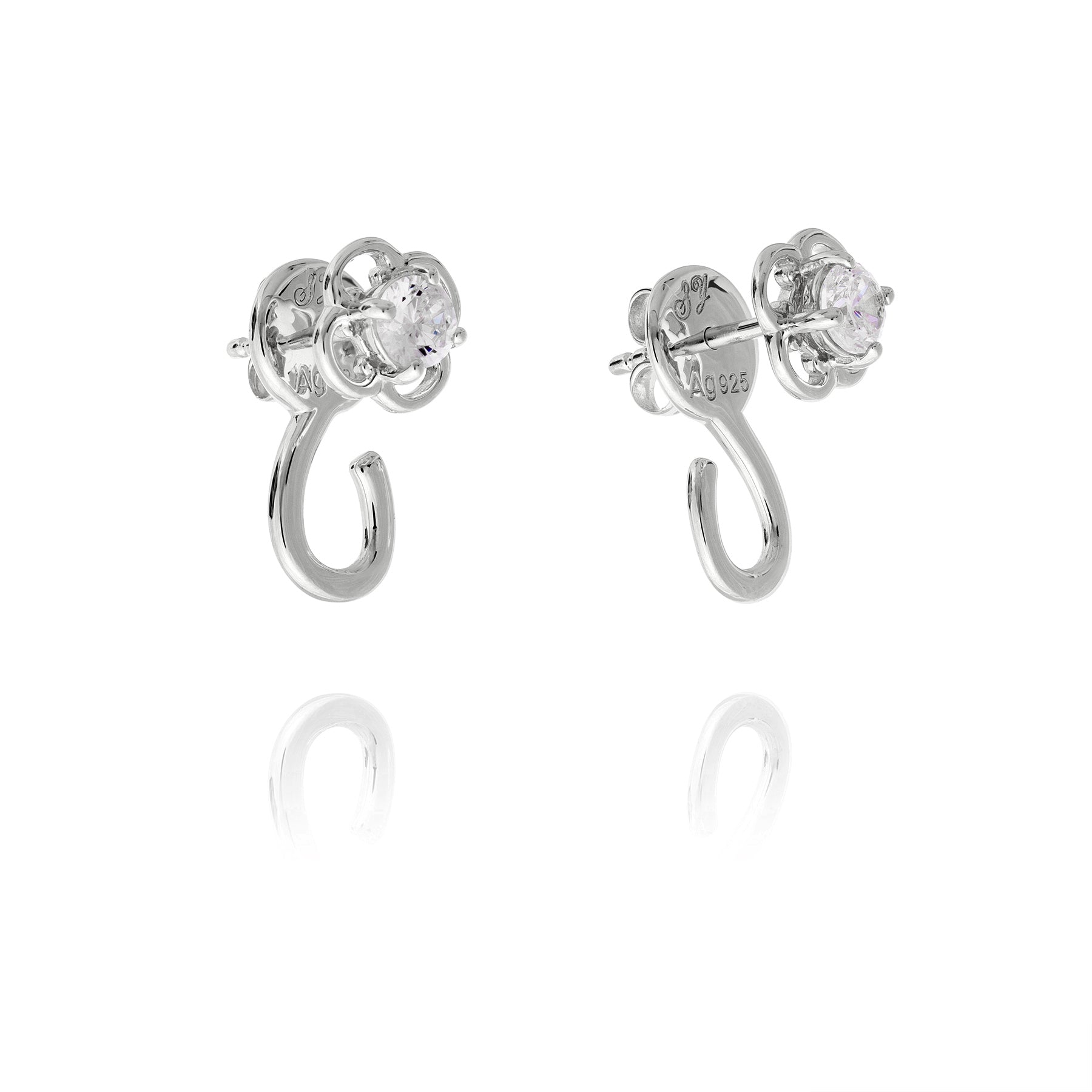 Khuyên tai móc charm - màu bạc (Ruyi Charm Hoop)