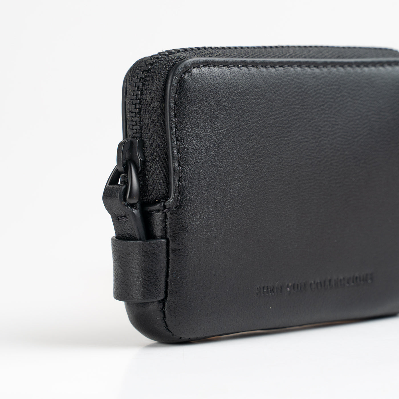 Ví da thắt lưng nam - Ghi đen